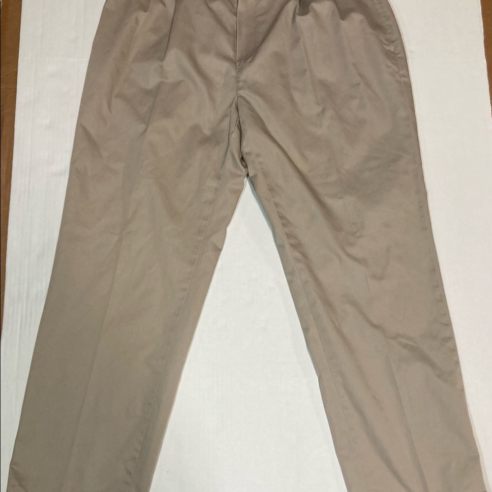Brooks Brothers Men's 40x32 Beige Khaki Chino Pleated Cuffed Pants